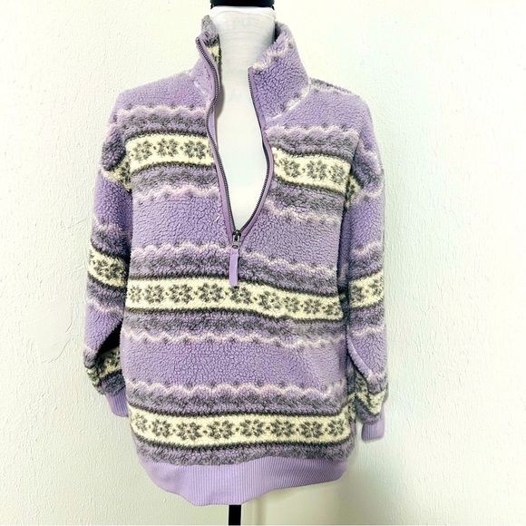 Hippie Rose Juniors’ Small Sherpa Half - Zip Pullover In Lavender & Gray EUC - Picture 2 of 9